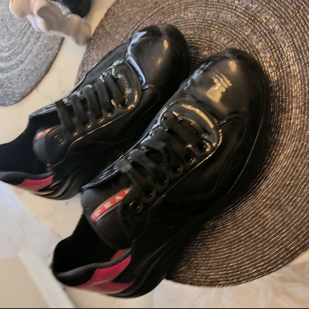 Prada Black and Red Sneakers